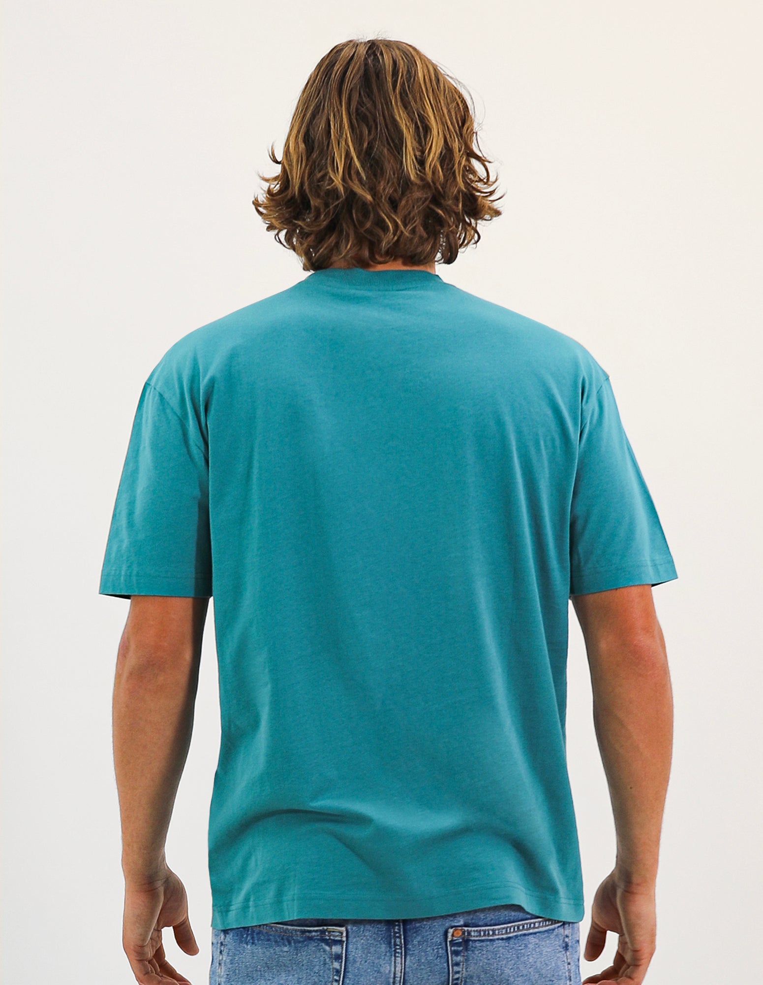 R Logo Oversize Men's Tee - Brittany Blue