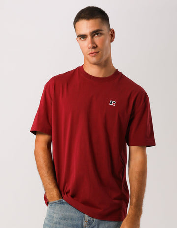Russell Athletic Australia Mens R Logo Oversize Tee - Maroon True Since 1902