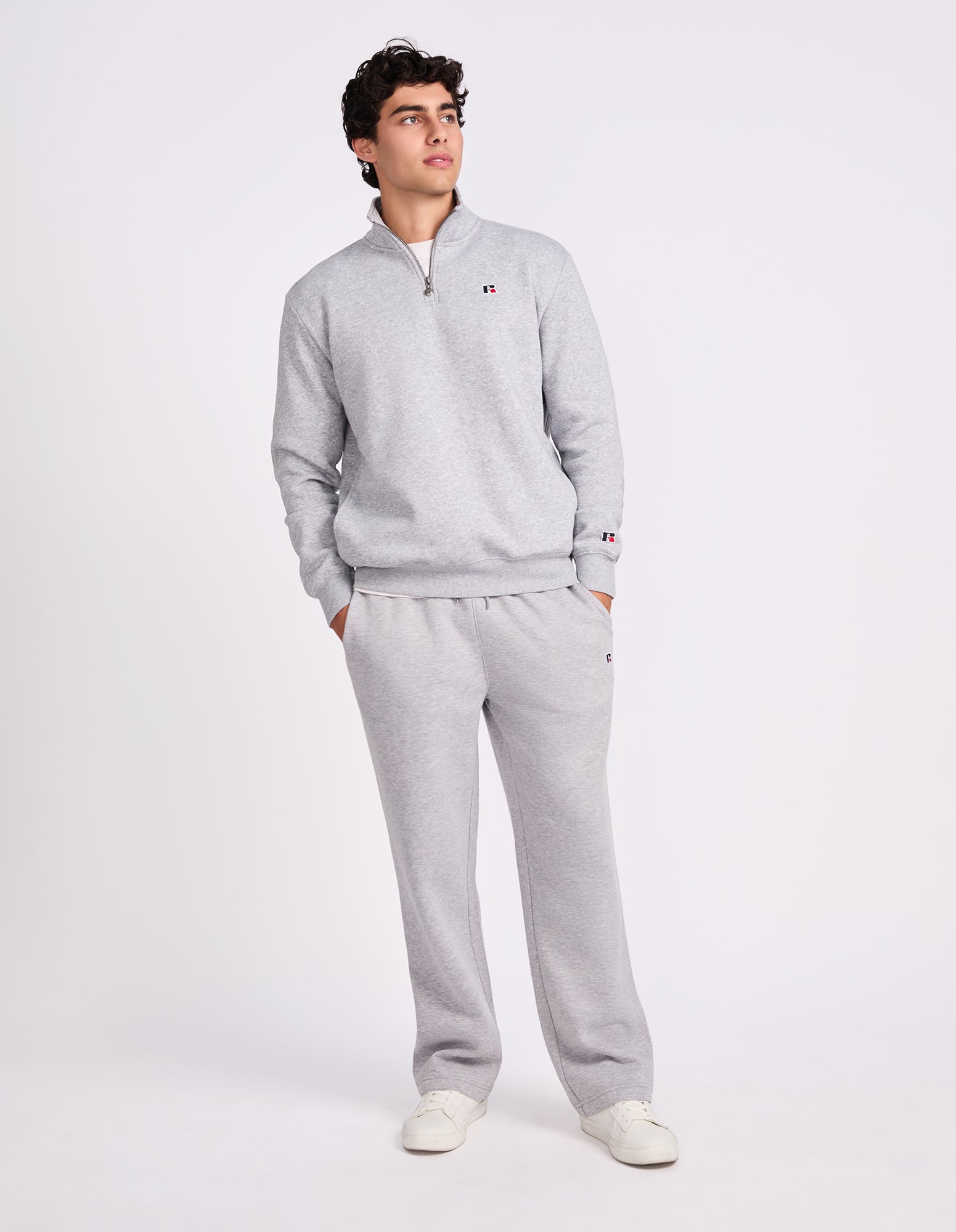 R Logo Men's Quarter Zip - Grey Marle