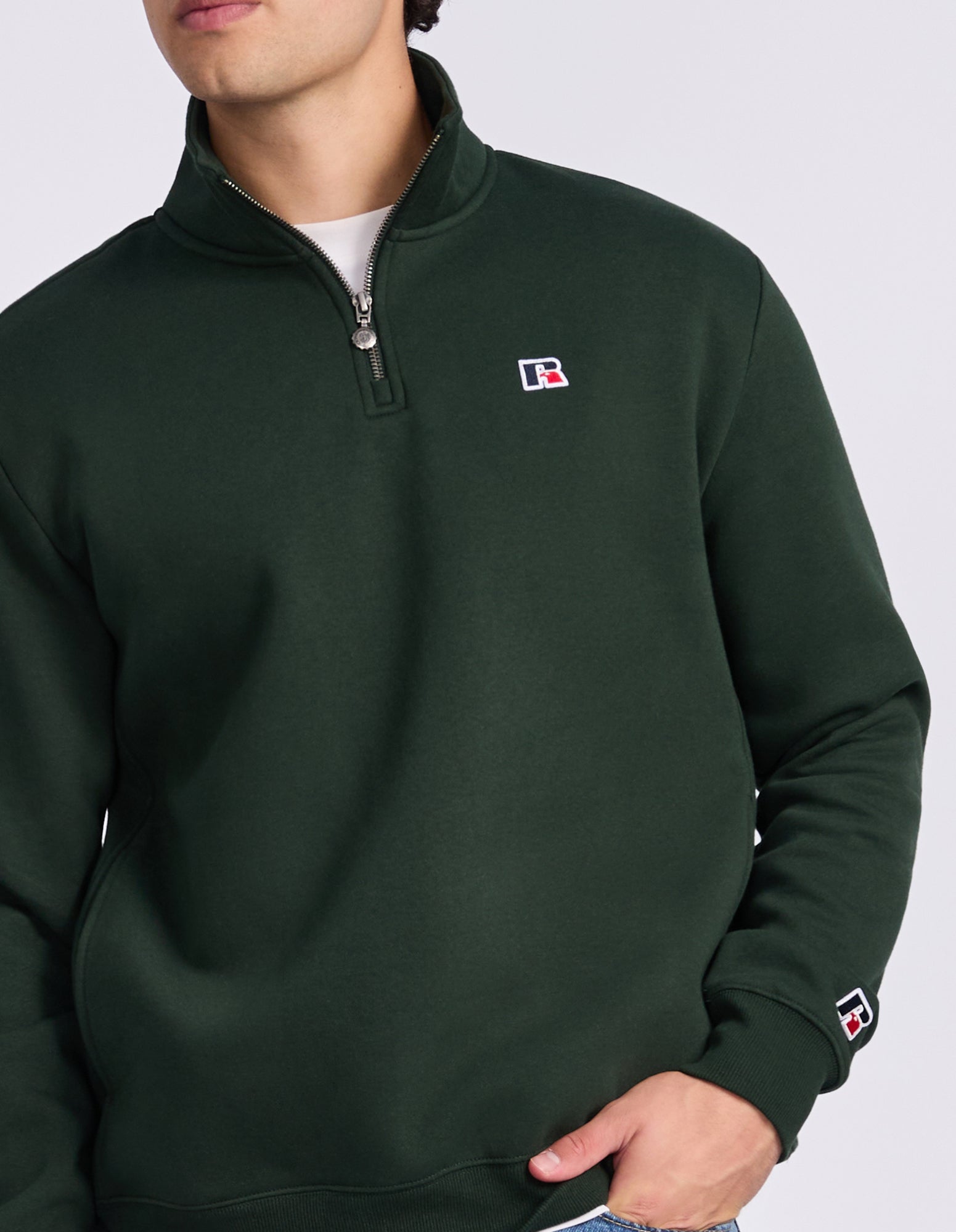 R Logo Men's Quarter Zip - Dark Forest