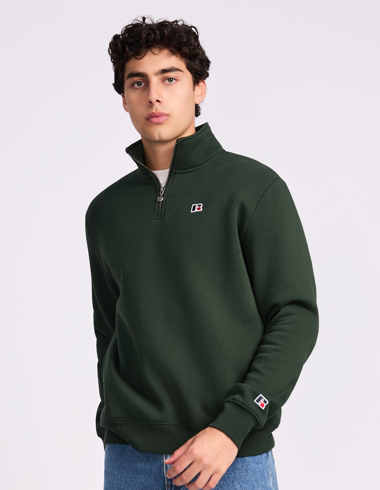 R Logo Men's Quarter Zip - Dark Forest