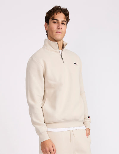 R Logo Men's Quarter Zip - Stone
