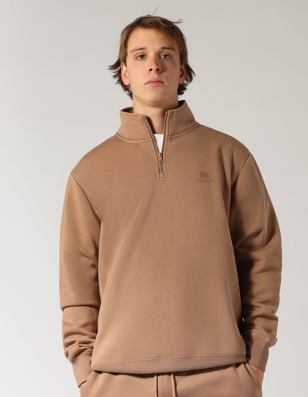 Russell Athletic Australia Brooklyn Men's Quarter Zip - Caramel True Since 1902