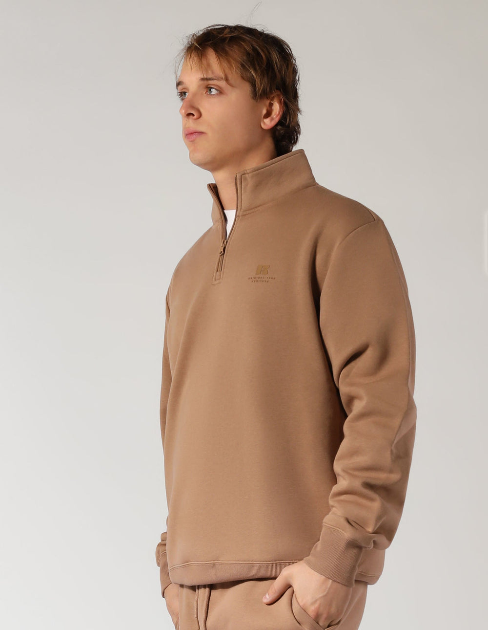 Russell Athletic Australia Brooklyn Men's Quarter Zip - Caramel True Since 1902