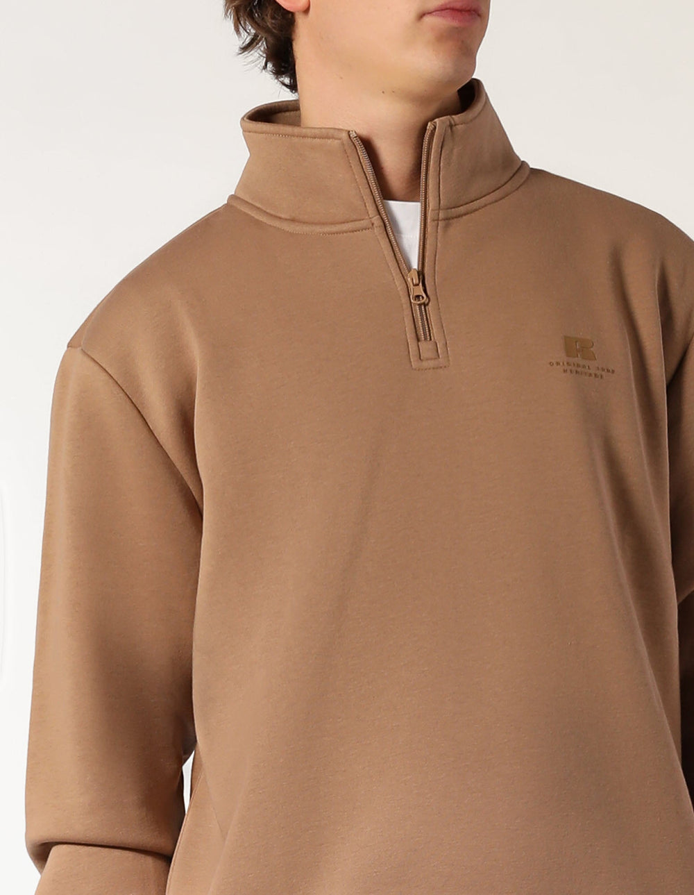 Russell Athletic Australia Brooklyn Men's Quarter Zip - Caramel True Since 1902