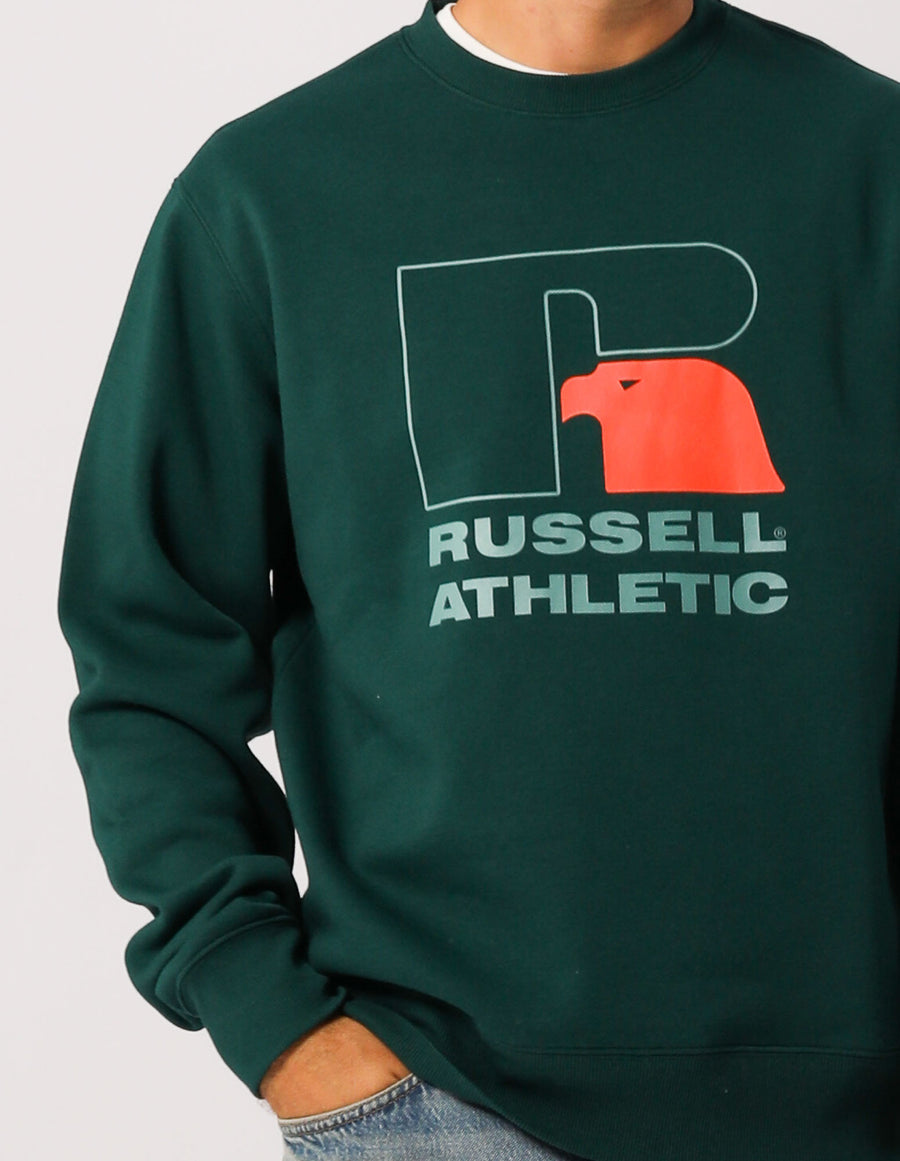 Russell Athletic Australia Men's Eagle Outline Crew - Celtic Green True Since 1902