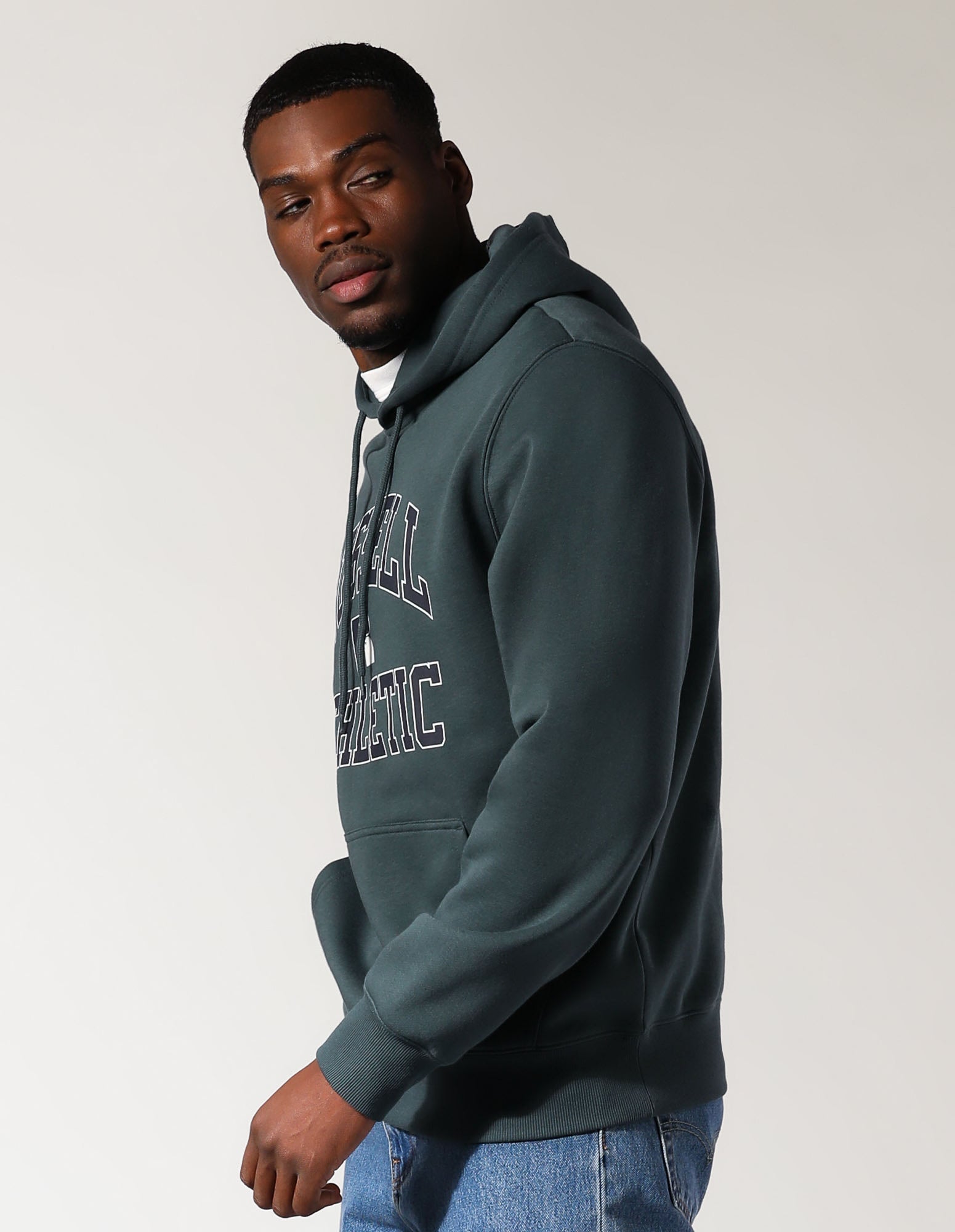 Men’s Arch Logo Hoodie – Bottlebrush Green | Russell Athletic