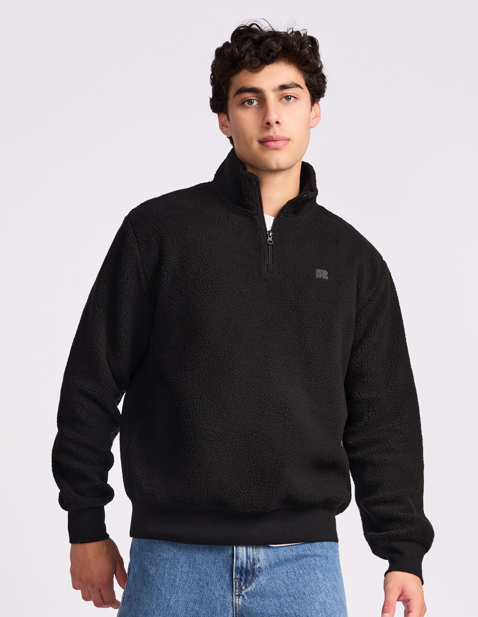 Brooklyn Sherpa Mens Quarter Zip - Black
