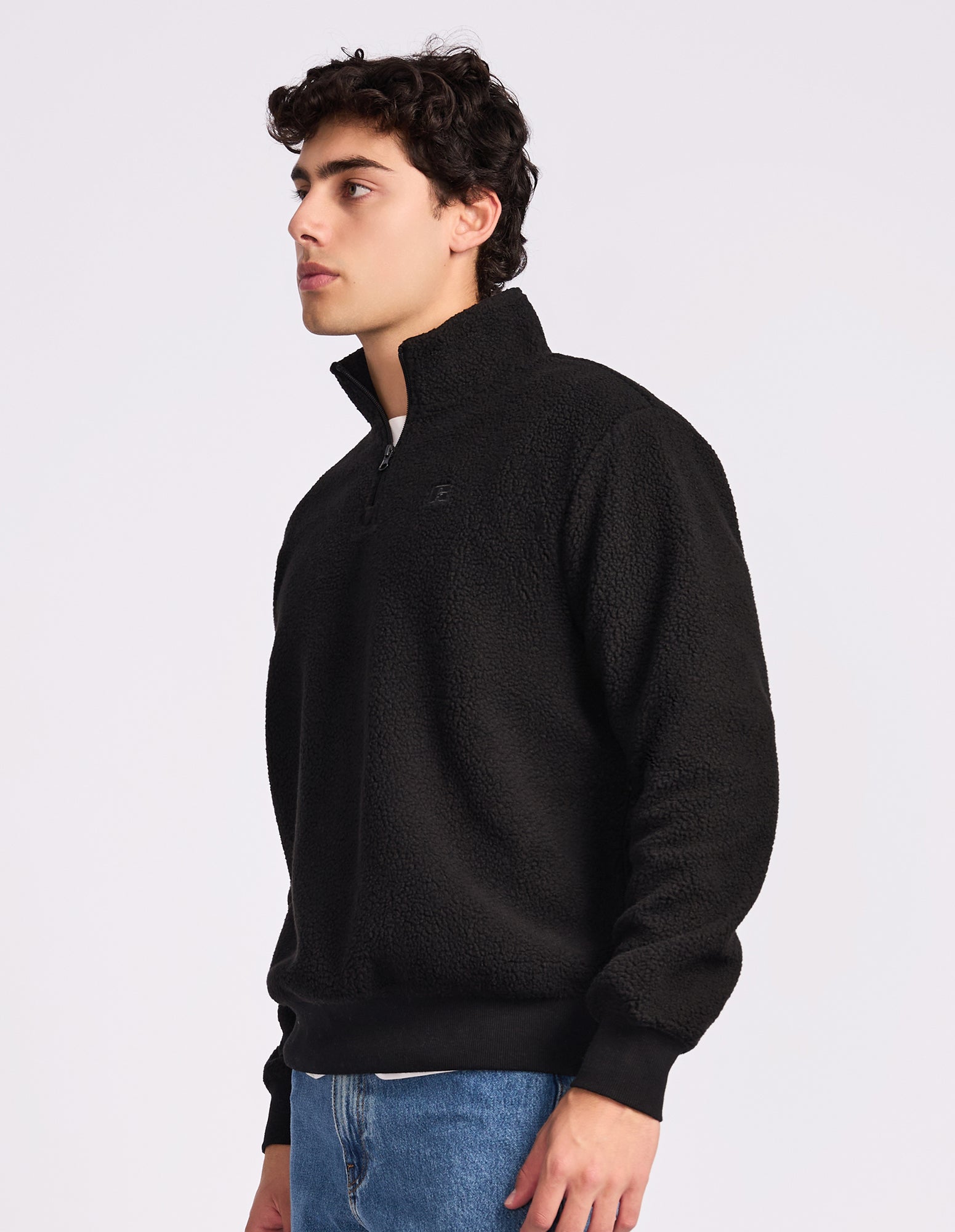 Brooklyn Sherpa Mens Quarter Zip - Black