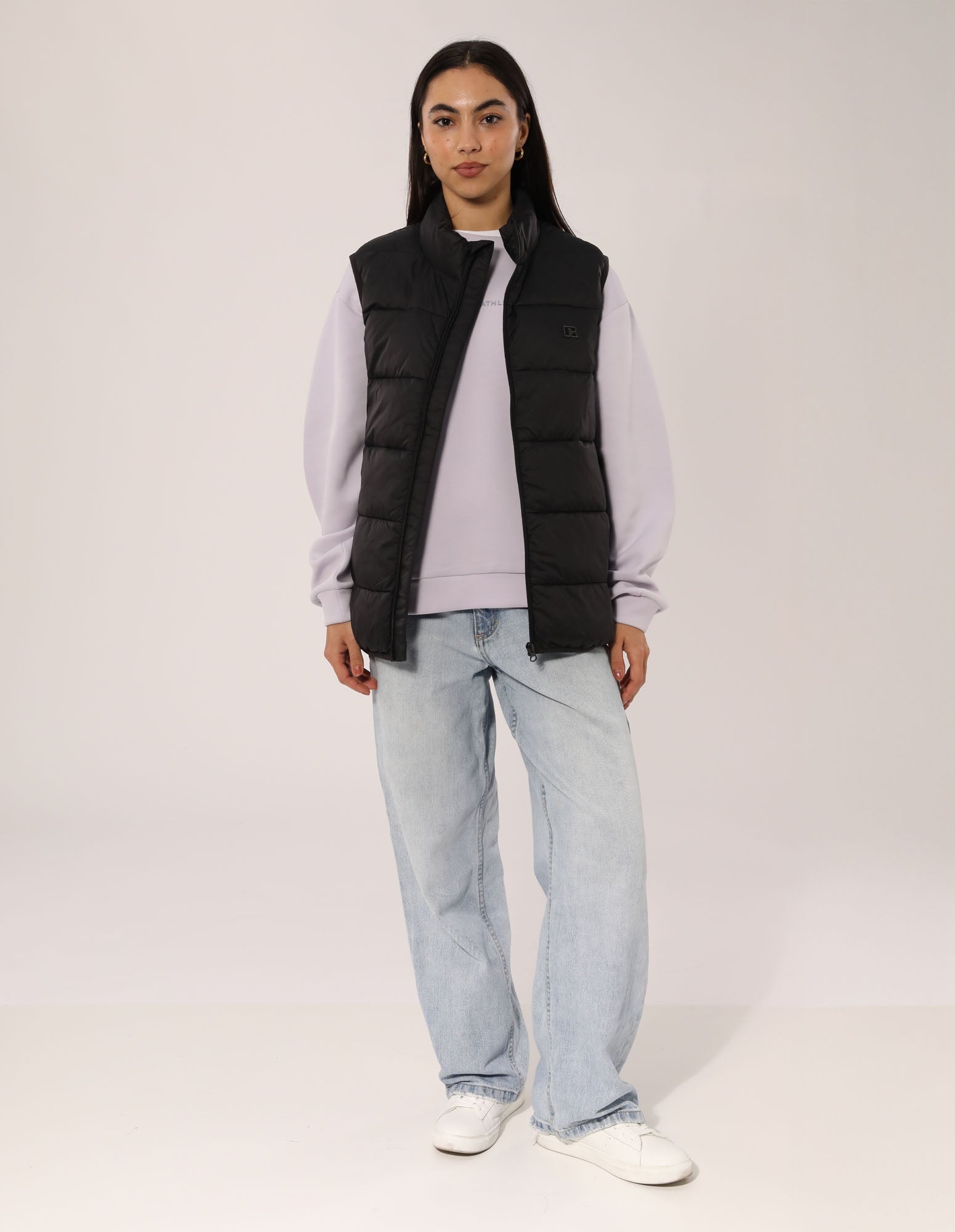 Russell Athletic Australia Unisex R Logo Lightweight Packable Puffer Vest - Black True Since 1902