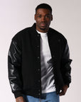 Russell Athletic Australia Men's R Logo Melton Varsity Jacket - Black True Since 1902