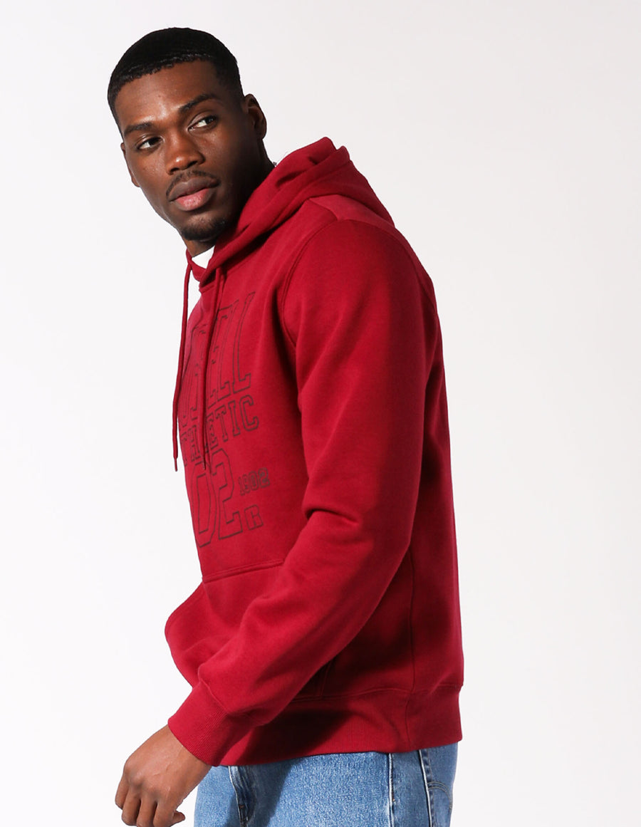 Block Outline Men's Hoodie Maroon