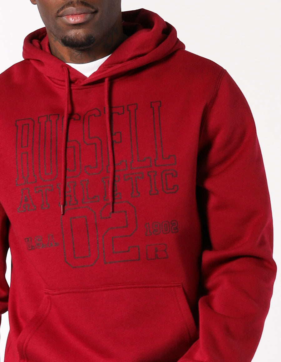 Block Outline Men's Hoodie Maroon