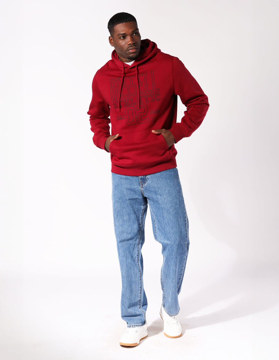 Block Outline Men's Hoodie Maroon