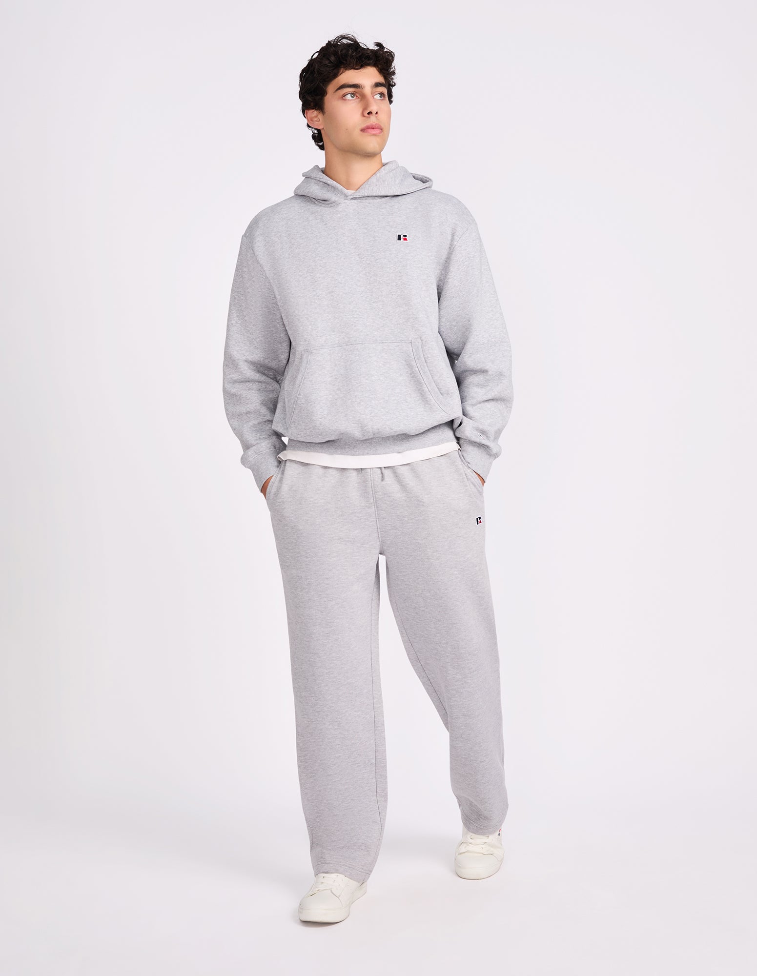 R Logo Crossover Men's Hoodie - Grey Marle