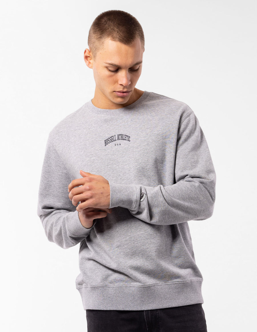 Russell Athletic Australia Men's Originals Big Arch Unbrushed Crew - Grey Marle True Since 1902