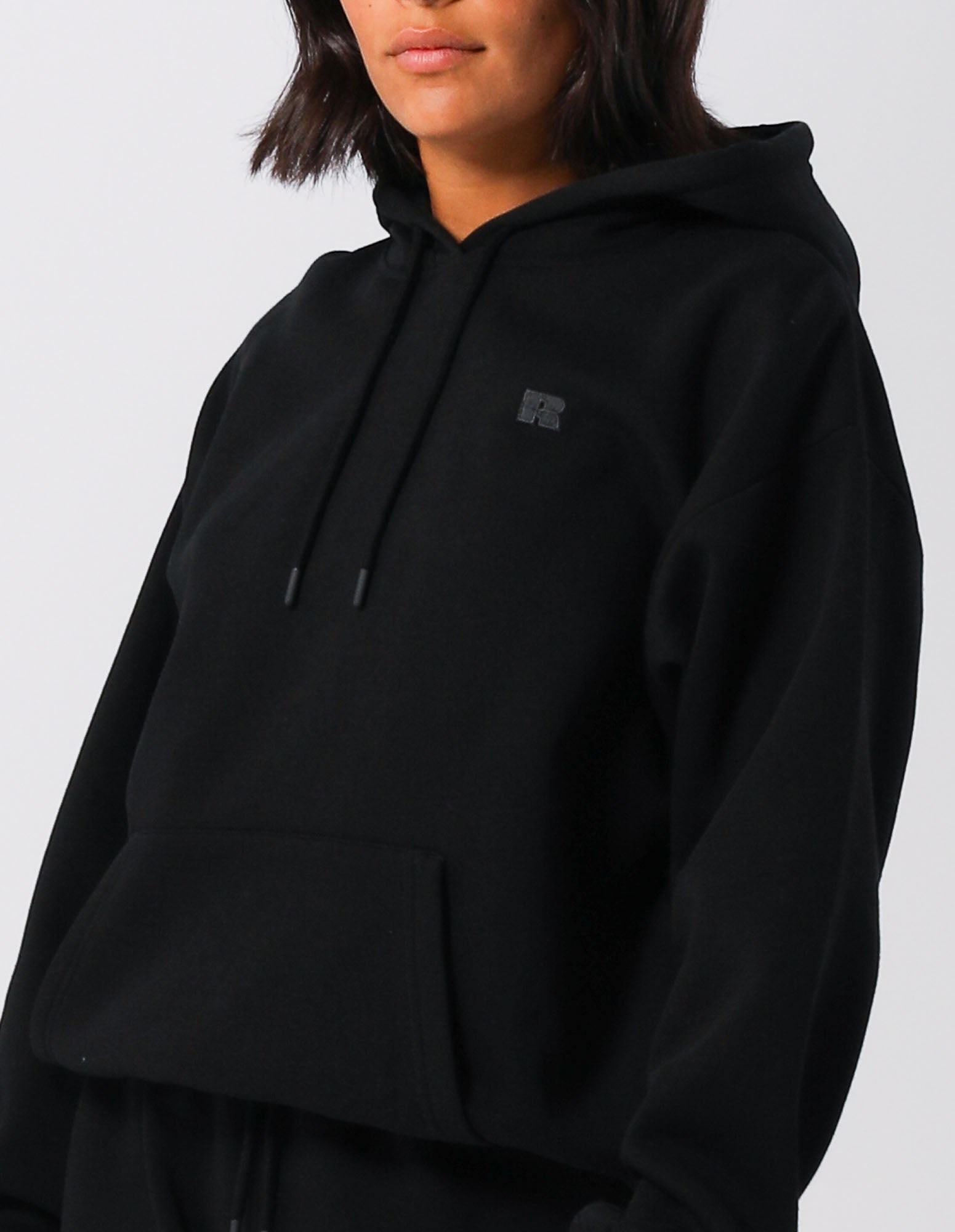 Russell Athletic Australia Womens R Logo Hoodie - Black True Since 1902
