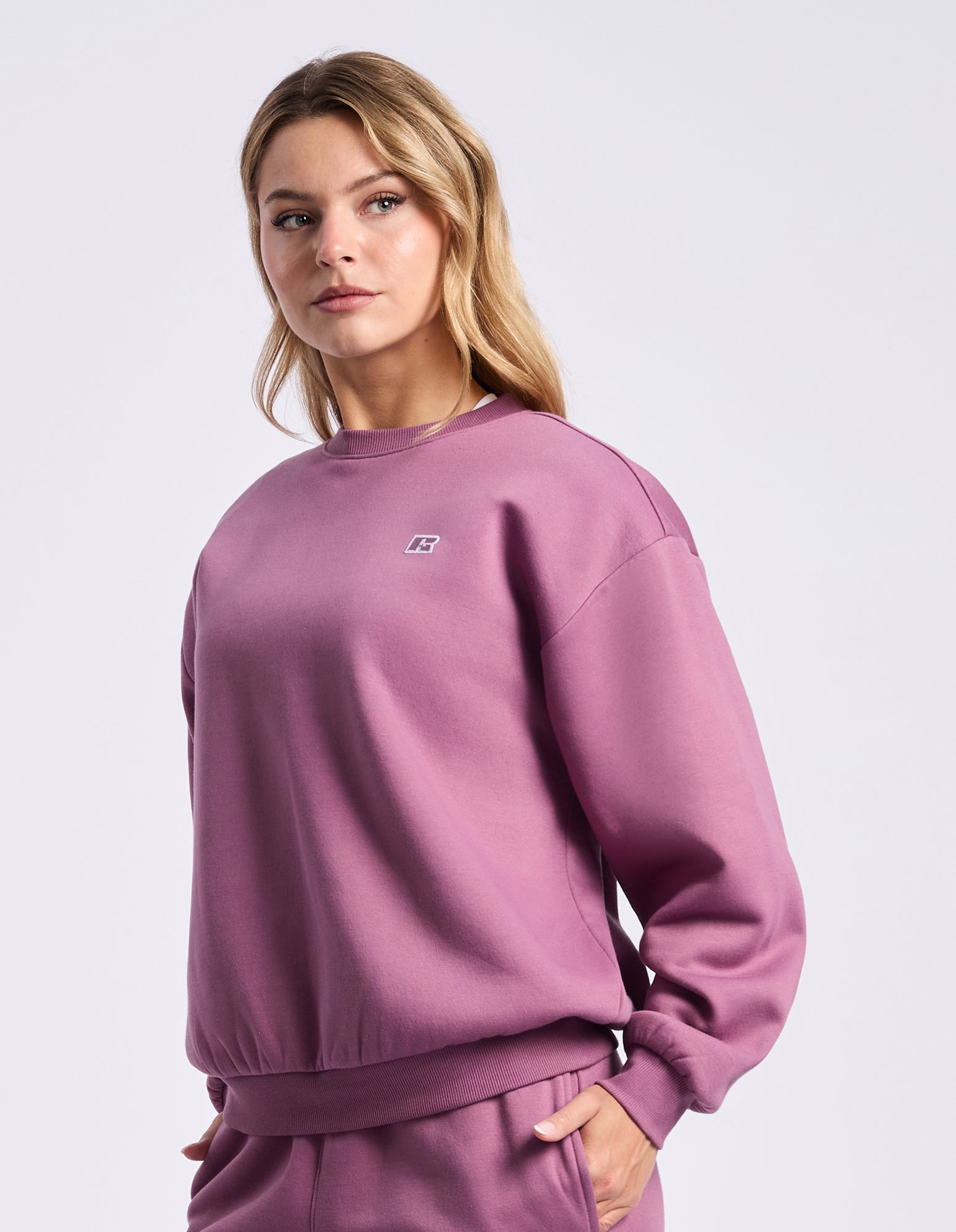R Logo Fleece Womens Crew - Tulipwood
