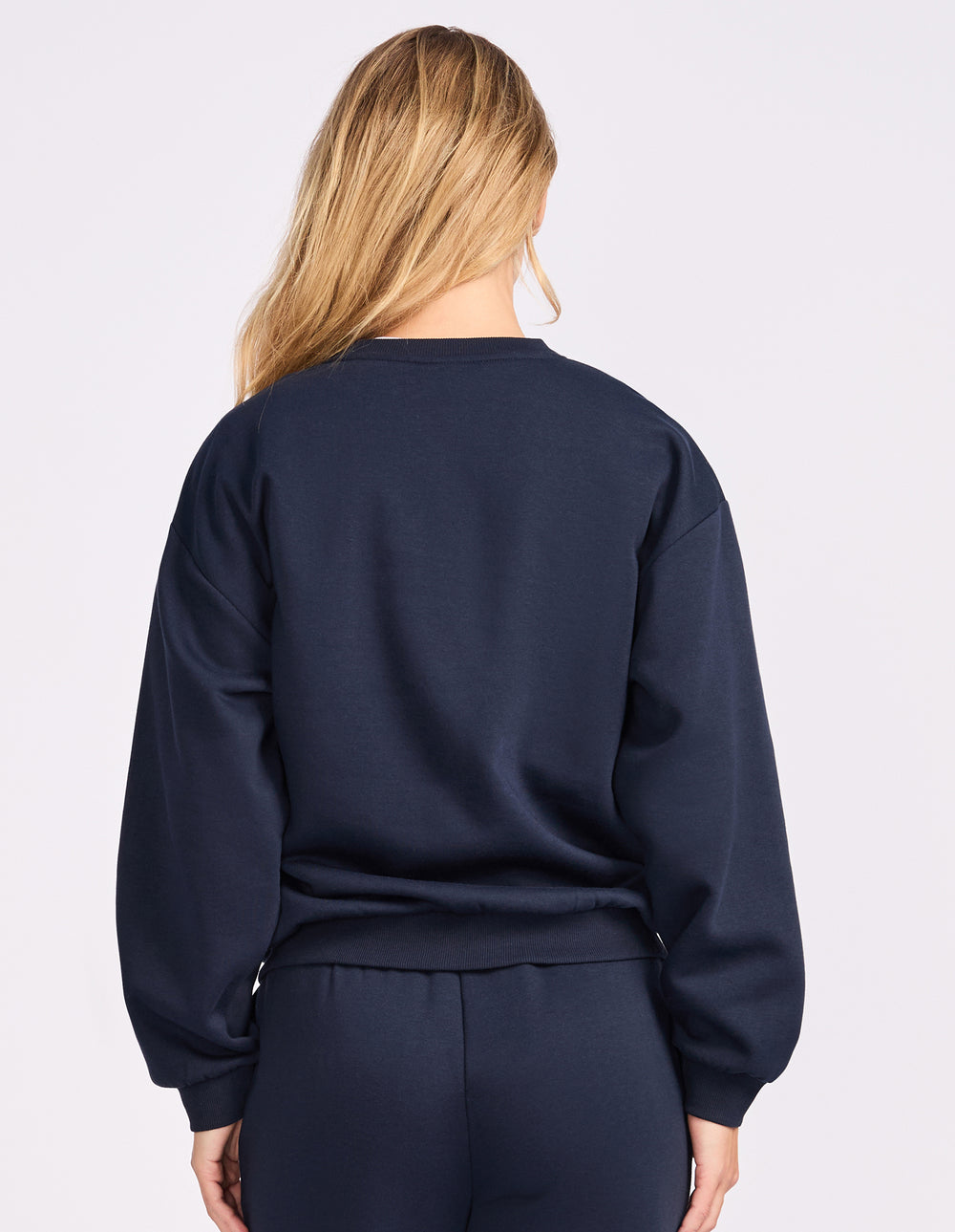 Russell Athletic Australia R Logo Fleece Womens Crew - Michigan Navy True Since 1902