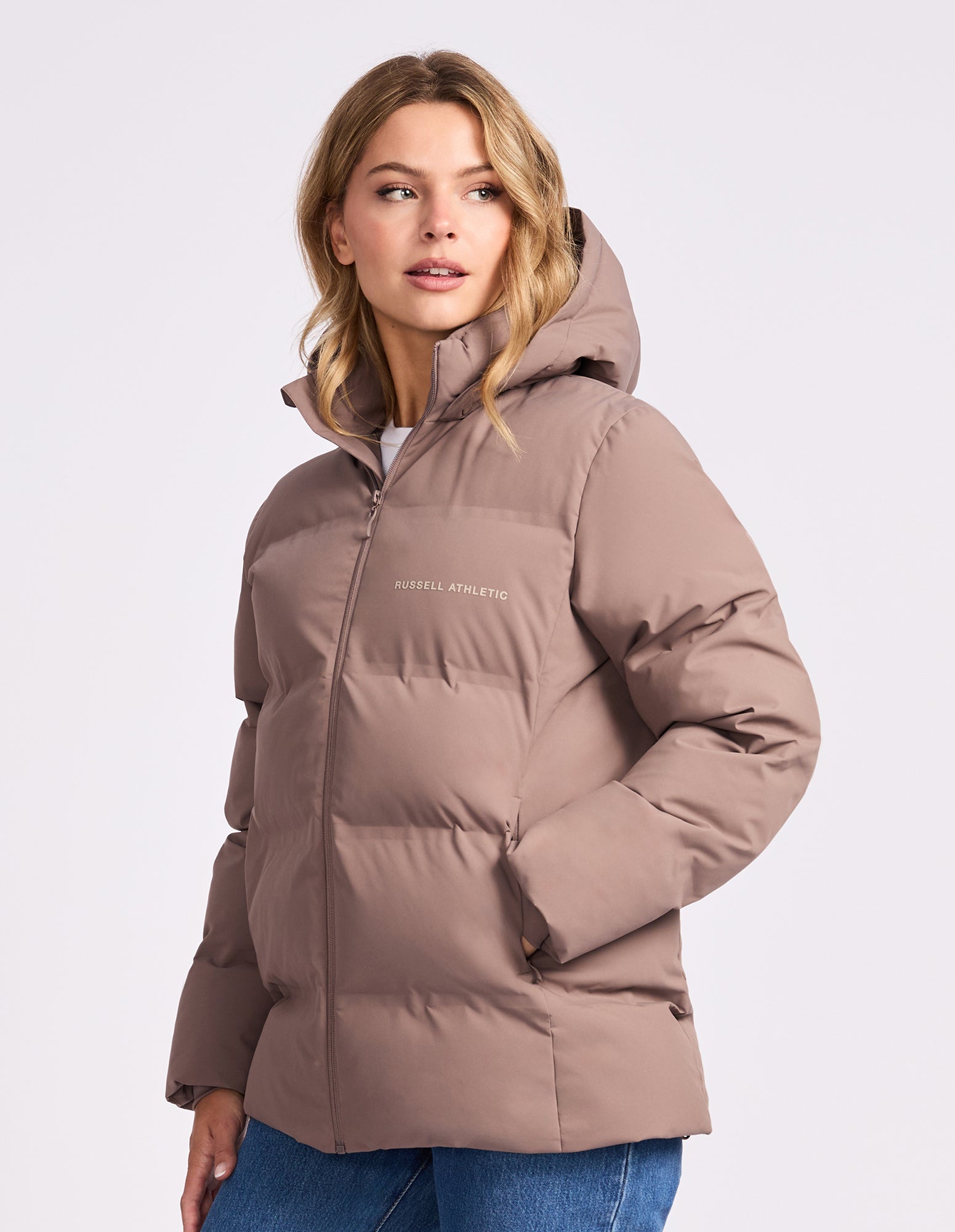 May Womens Puffer Jacket - Mushroom Brown
