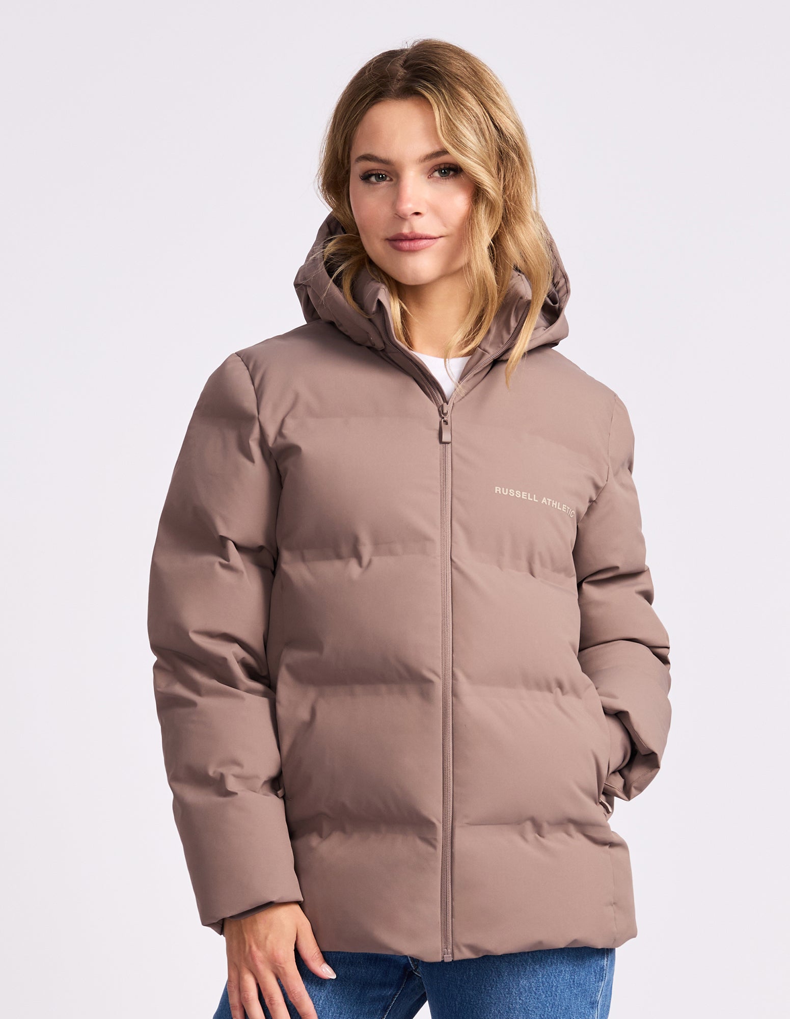 May Womens Puffer Jacket - Mushroom Brown