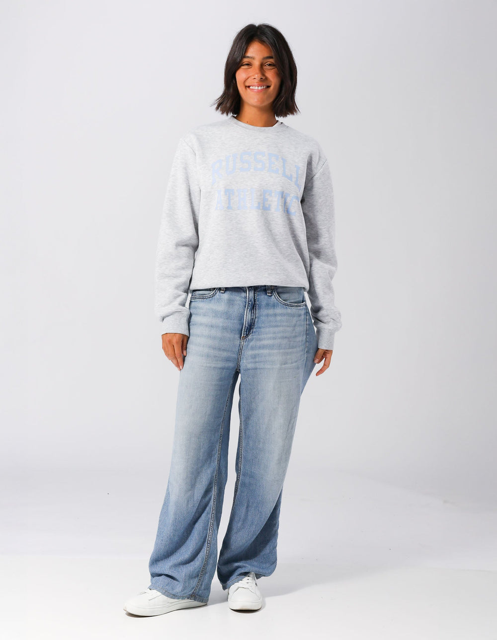 Russell Athletic Australia Womens Arch Logo Crew - Light Marle True Since 1902