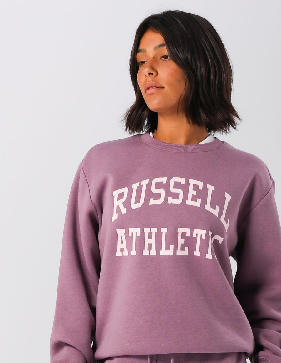 Russell Athletic Australia Womens Arch Logo Crew - Elderberry True Since 1902