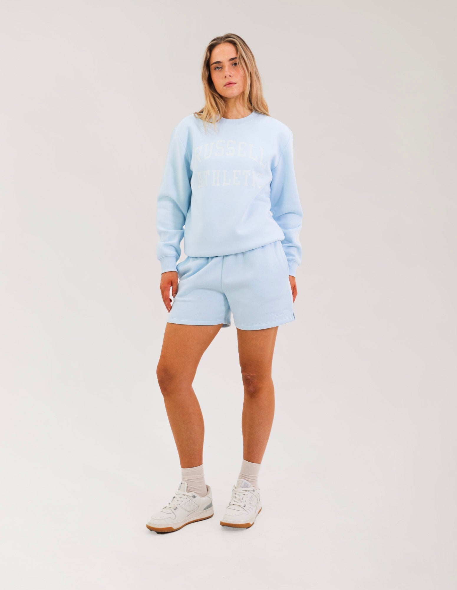 Russell Athletic Australia Arch Logo Women's Crew Sweat - Blue Breeze True Since 1902