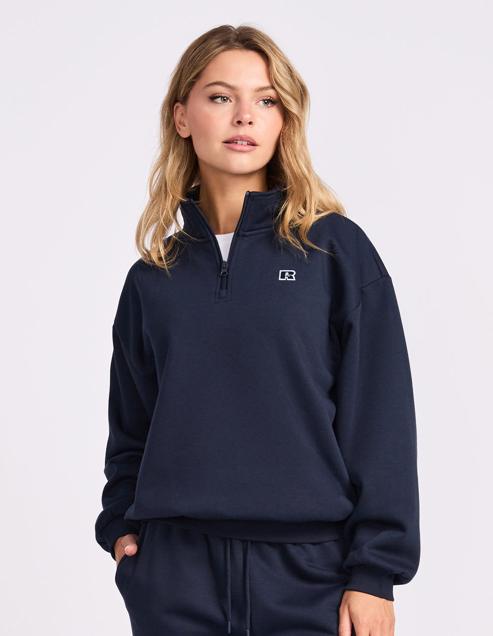 Russell Athletic Australia R Logo Women's Quarter Zip - Michigan Navy True Since 1902