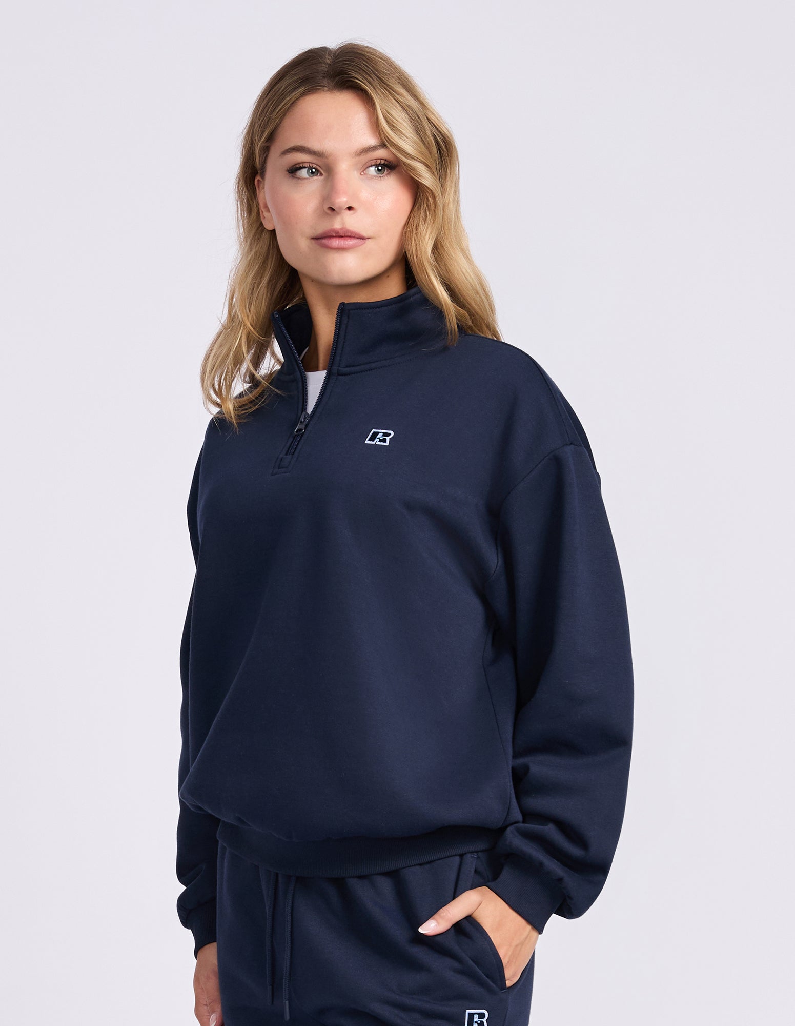 R Logo Women's Quarter Zip - Michigan Navy