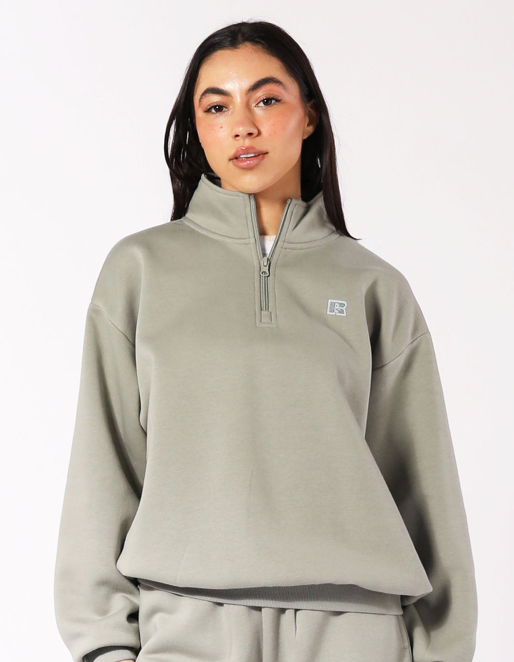 Russell Athletic Australia Women's R Logo Quarter Zip Fleece - Shadow True Since 1902