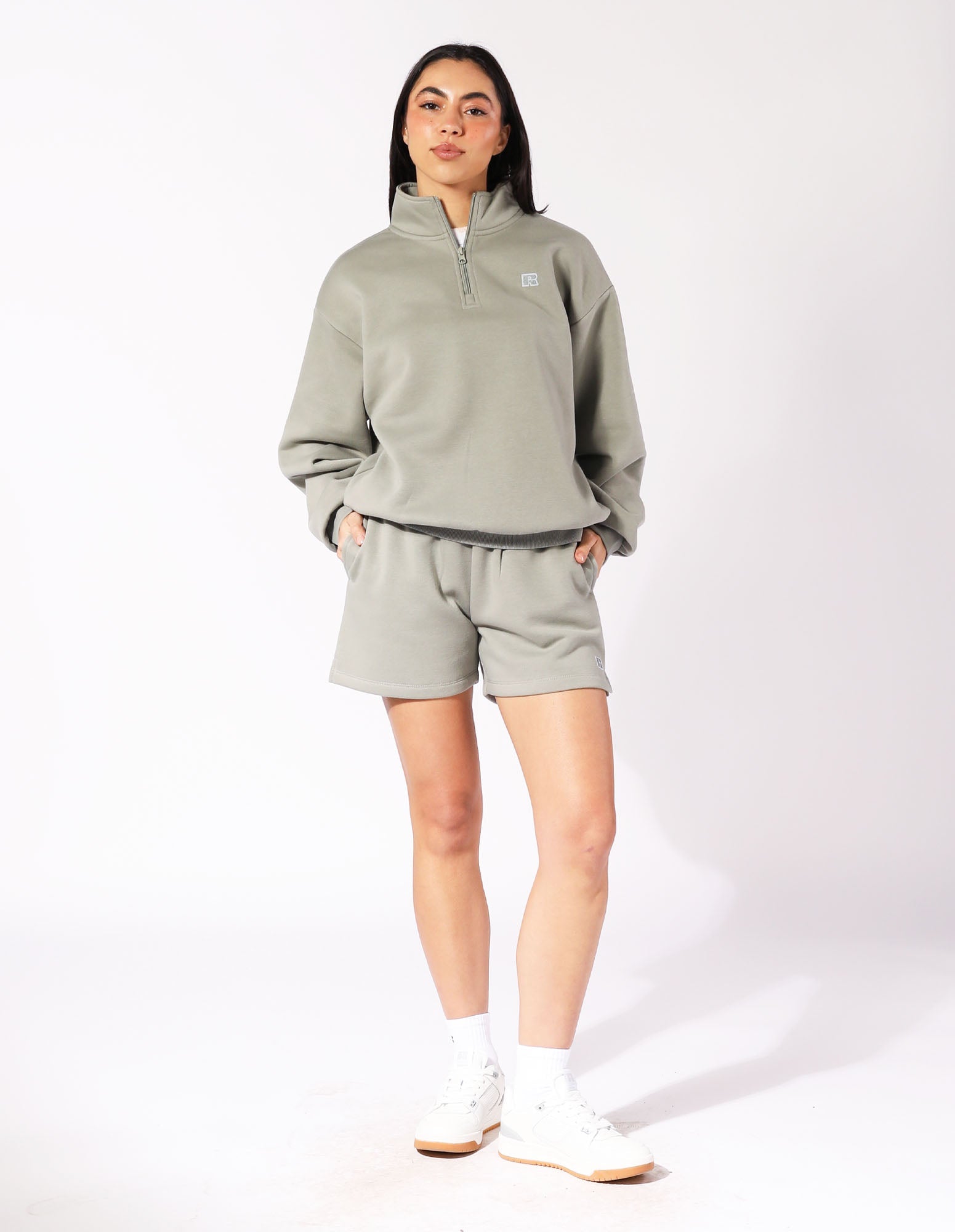 Russell Athletic Australia Women's R Logo Quarter Zip Fleece - Shadow True Since 1902