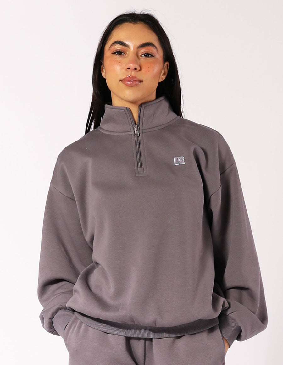 Women's R Logo Quarter Zip Fleece Top - Shark