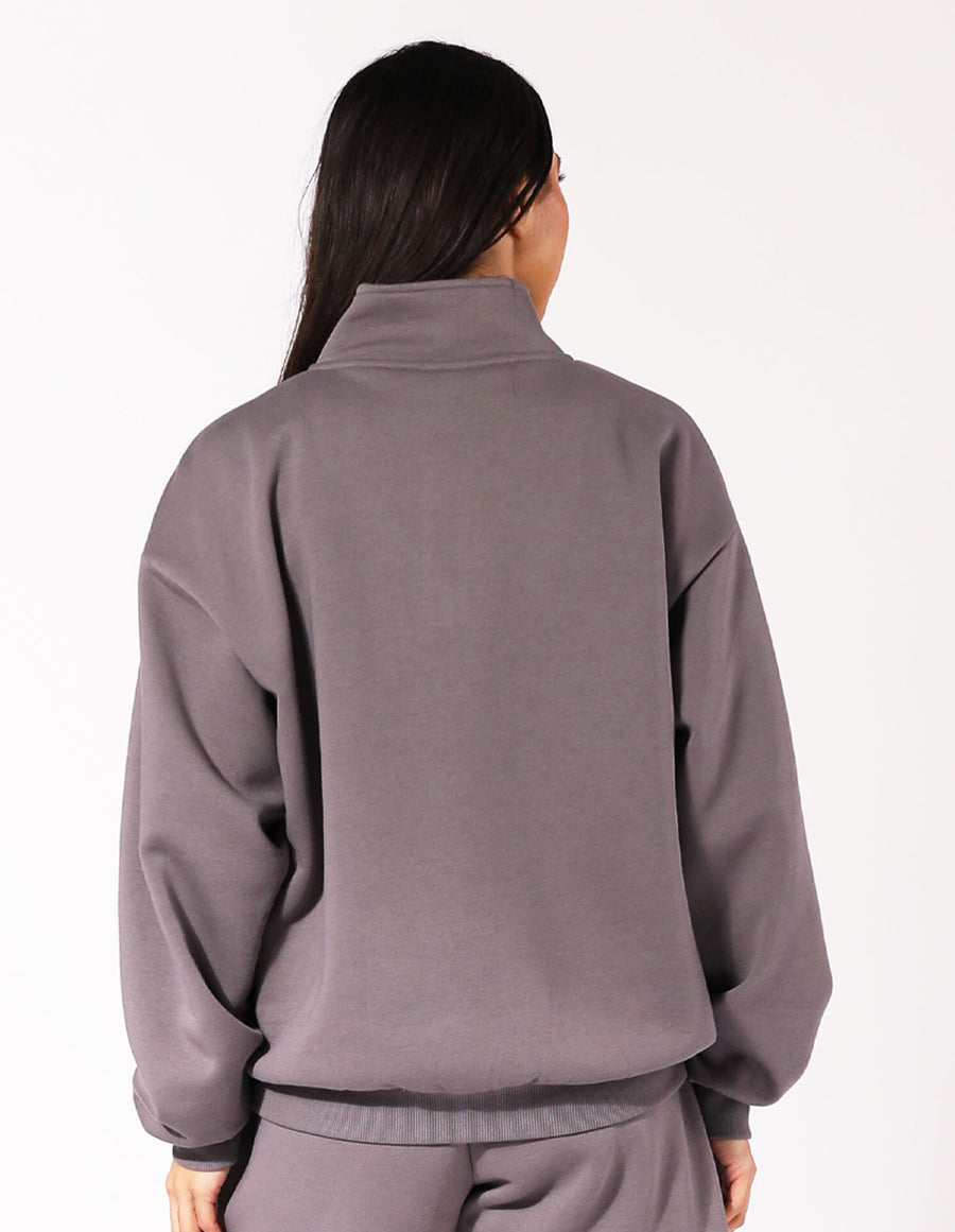 Women's R Logo Quarter Zip Fleece Top - Shark