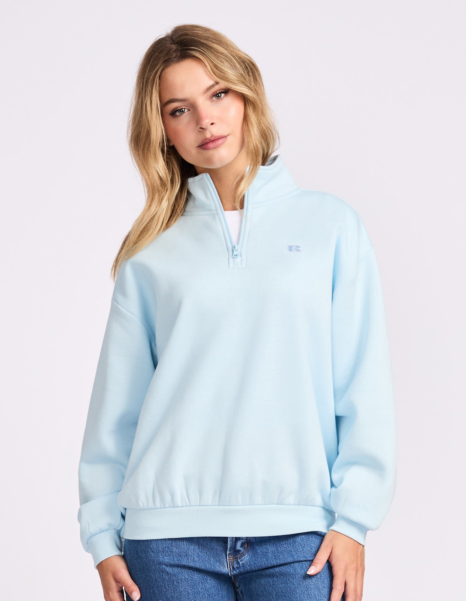 R Logo Women's Quarter Zip - Blue Breeze