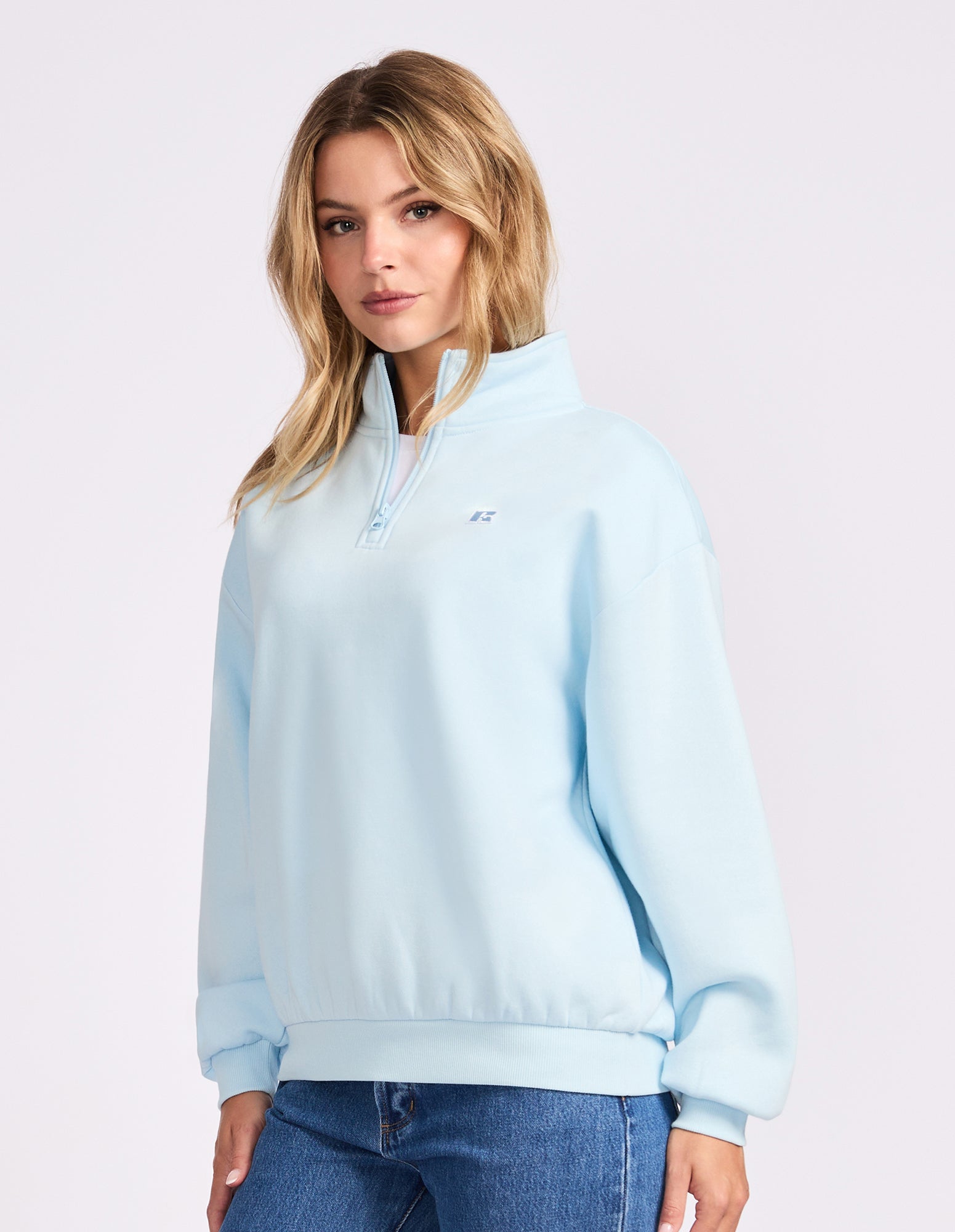 R Logo Women's Quarter Zip - Blue Breeze