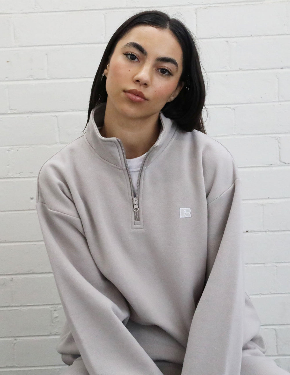 Russell Athletic Australia R Logo Women's Quarter Zip - String True Since 1902