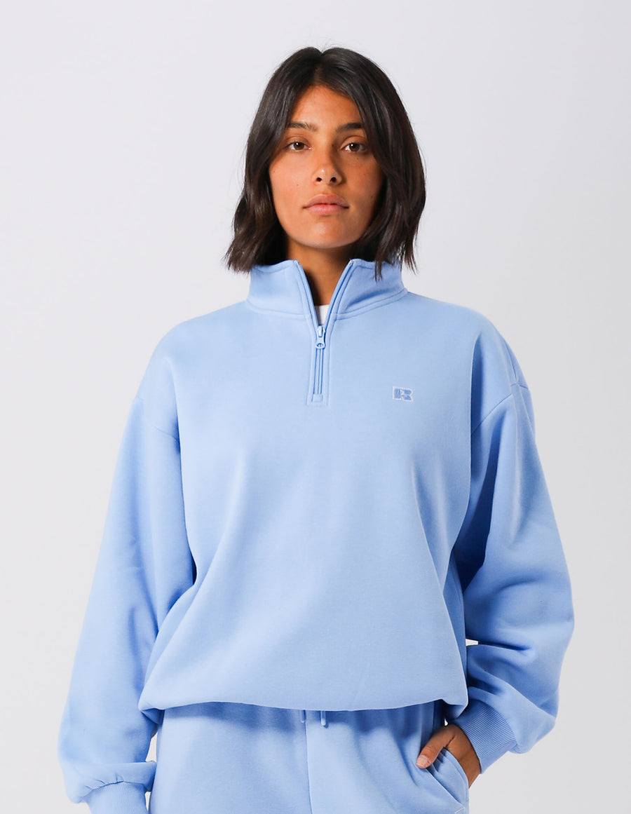 Russell Athletic Australia Womens R Logo 1/4 Zip - Clear sky blue True Since 1902
