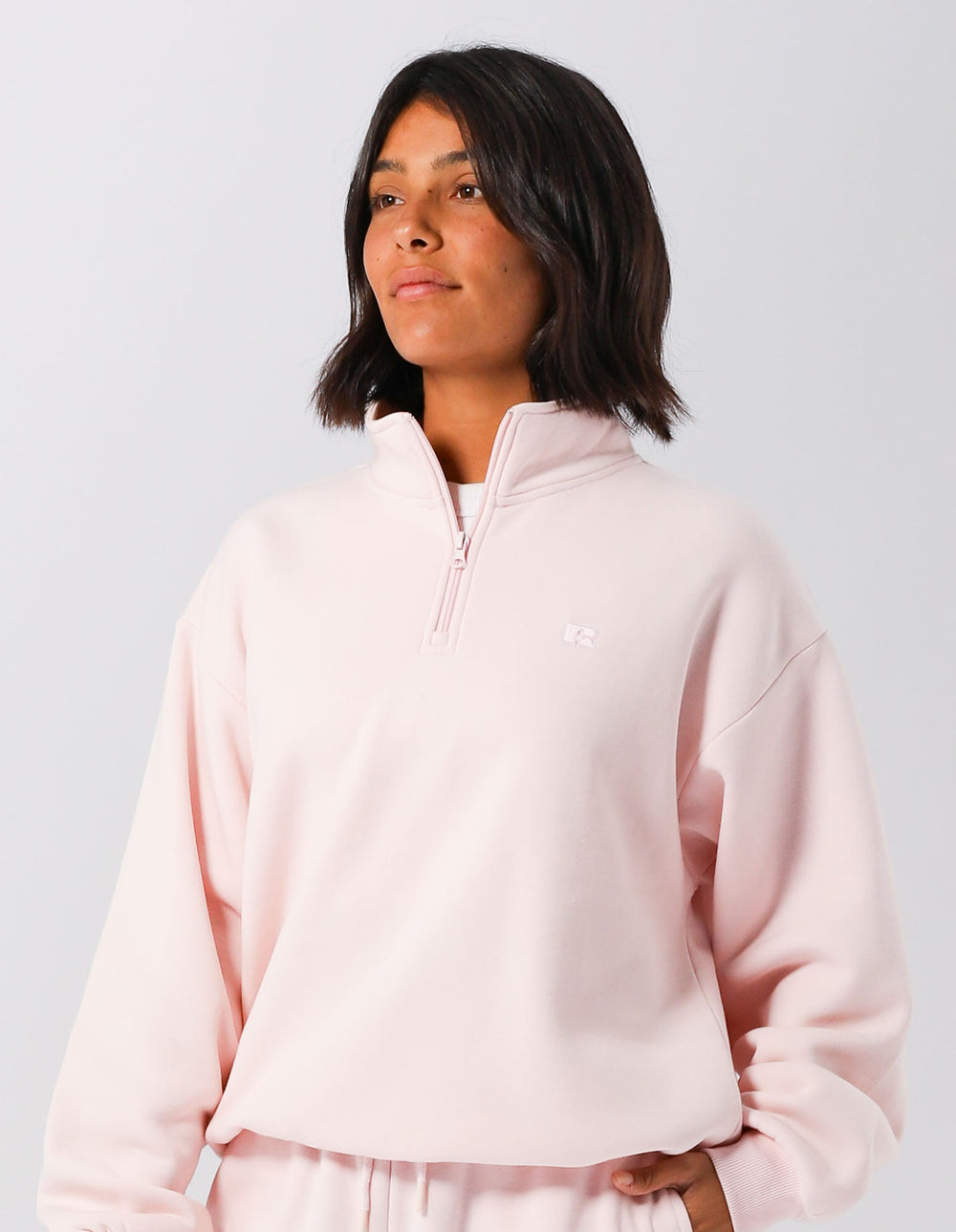 Russell Athletic Australia R Logo Women's Quarter Zip - Pale Lilac Pink True Since 1902
