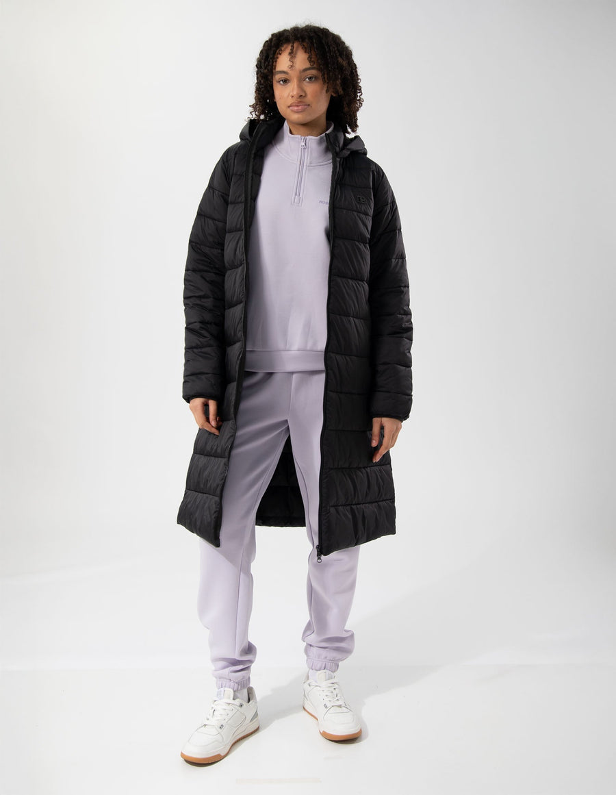 Womens Longline  Black Puffer Jacket