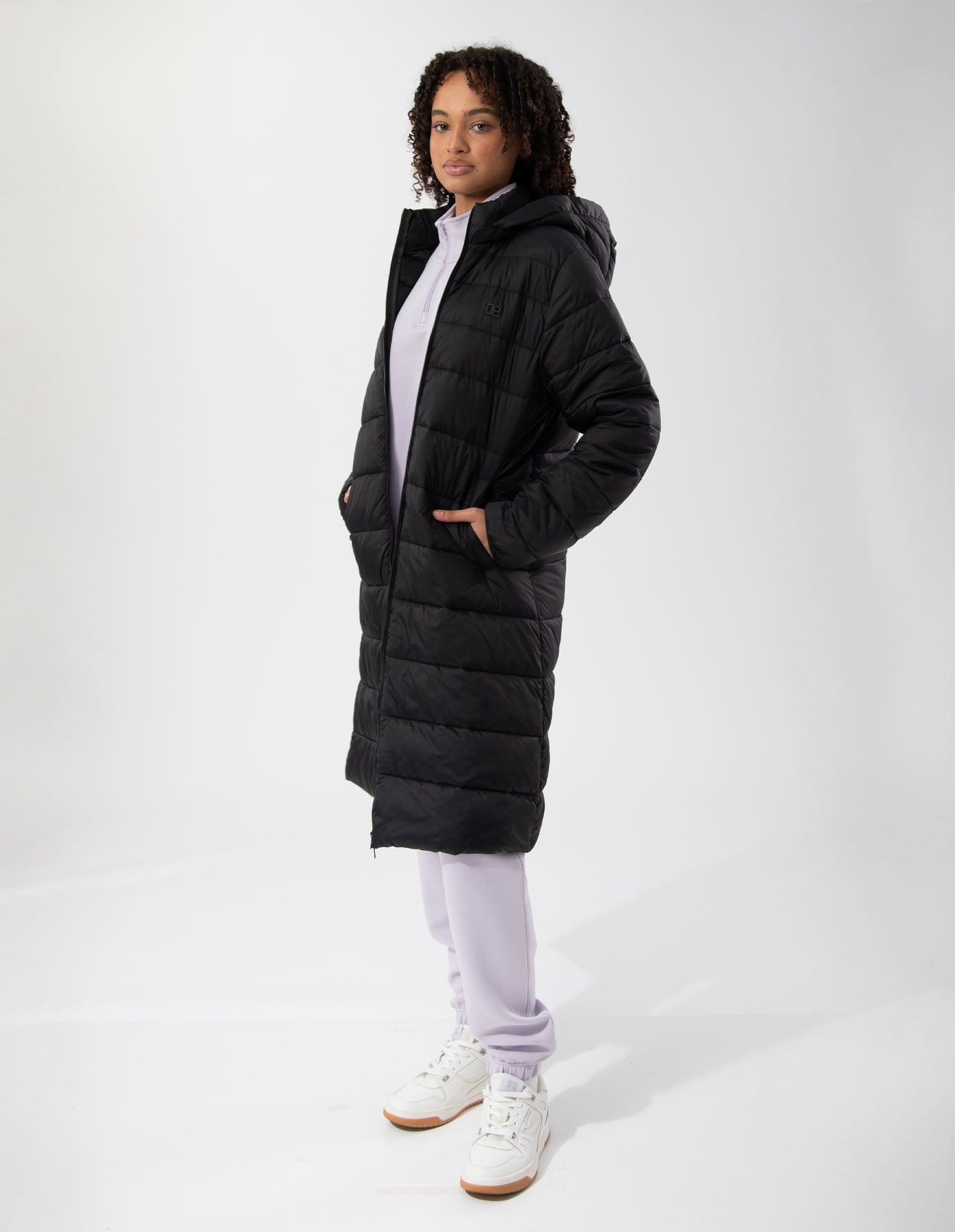 Womens Longline  Black Puffer Jacket