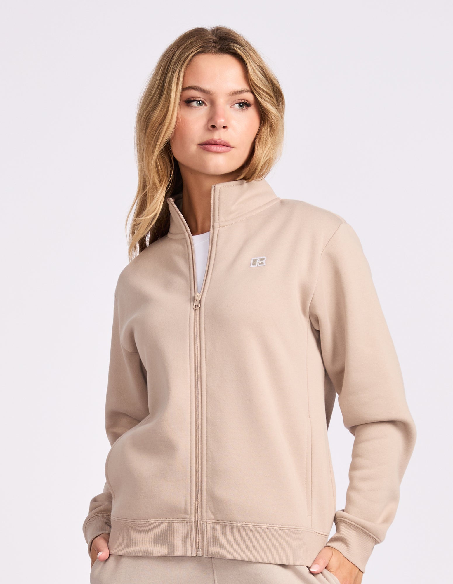 R Logo Trucker Zip Through Womens Jacket - String