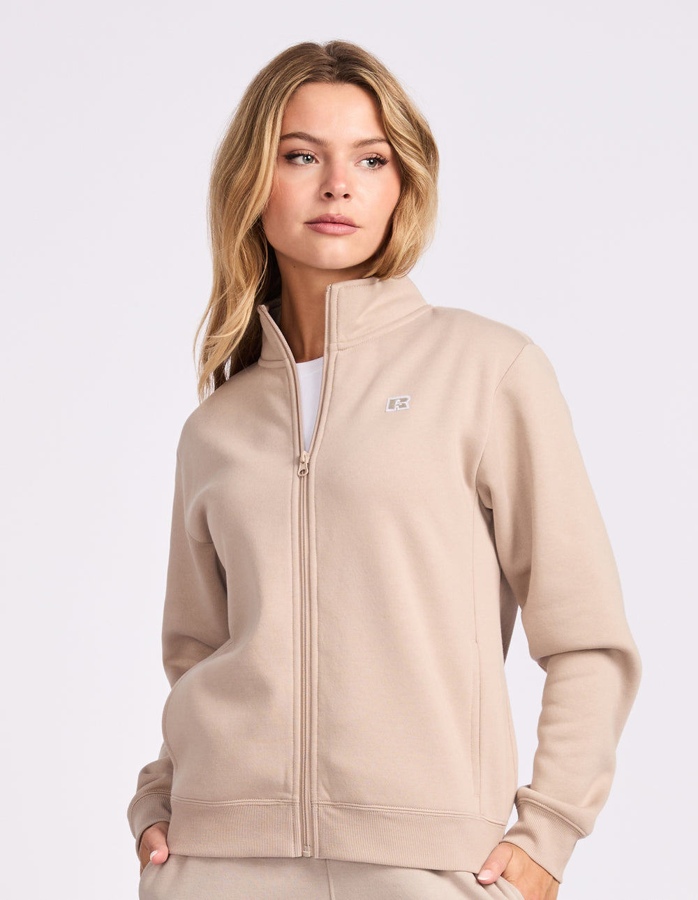 R Logo Trucker Zip Through Womens Jacket - String