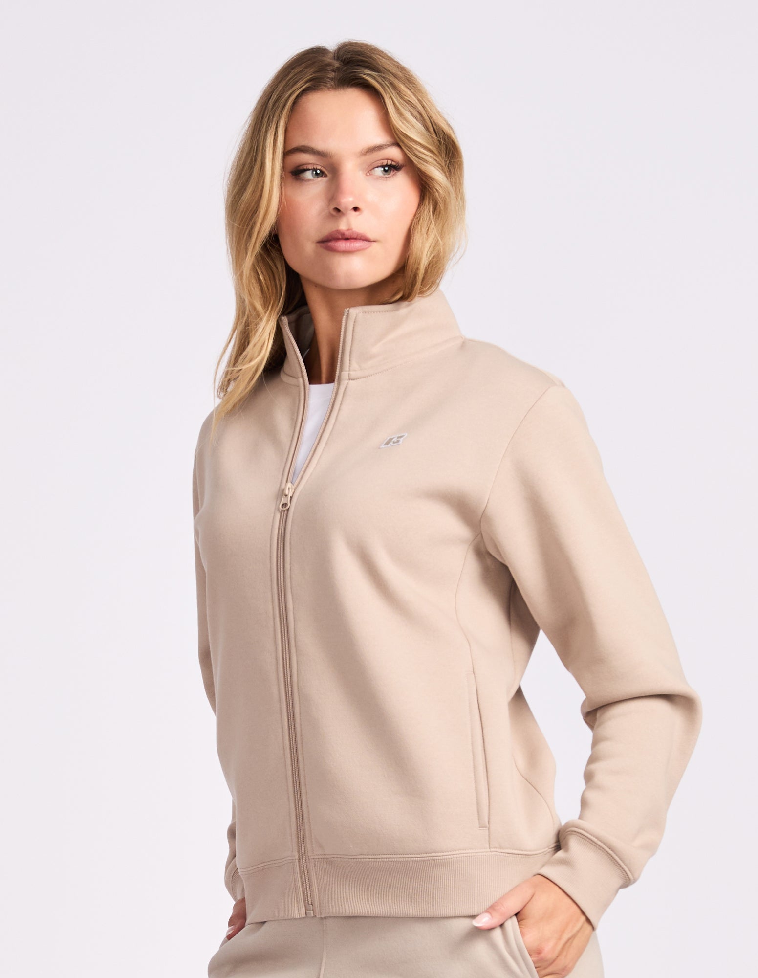 R Logo Trucker Zip Through Womens Jacket - String