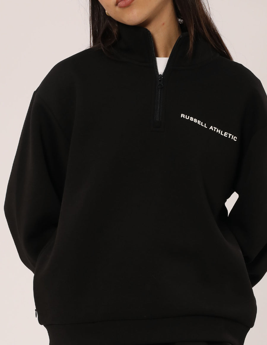 Russell Athletic Australia Women's R Tech Leisure Quarter Zip - Black True Since 1902