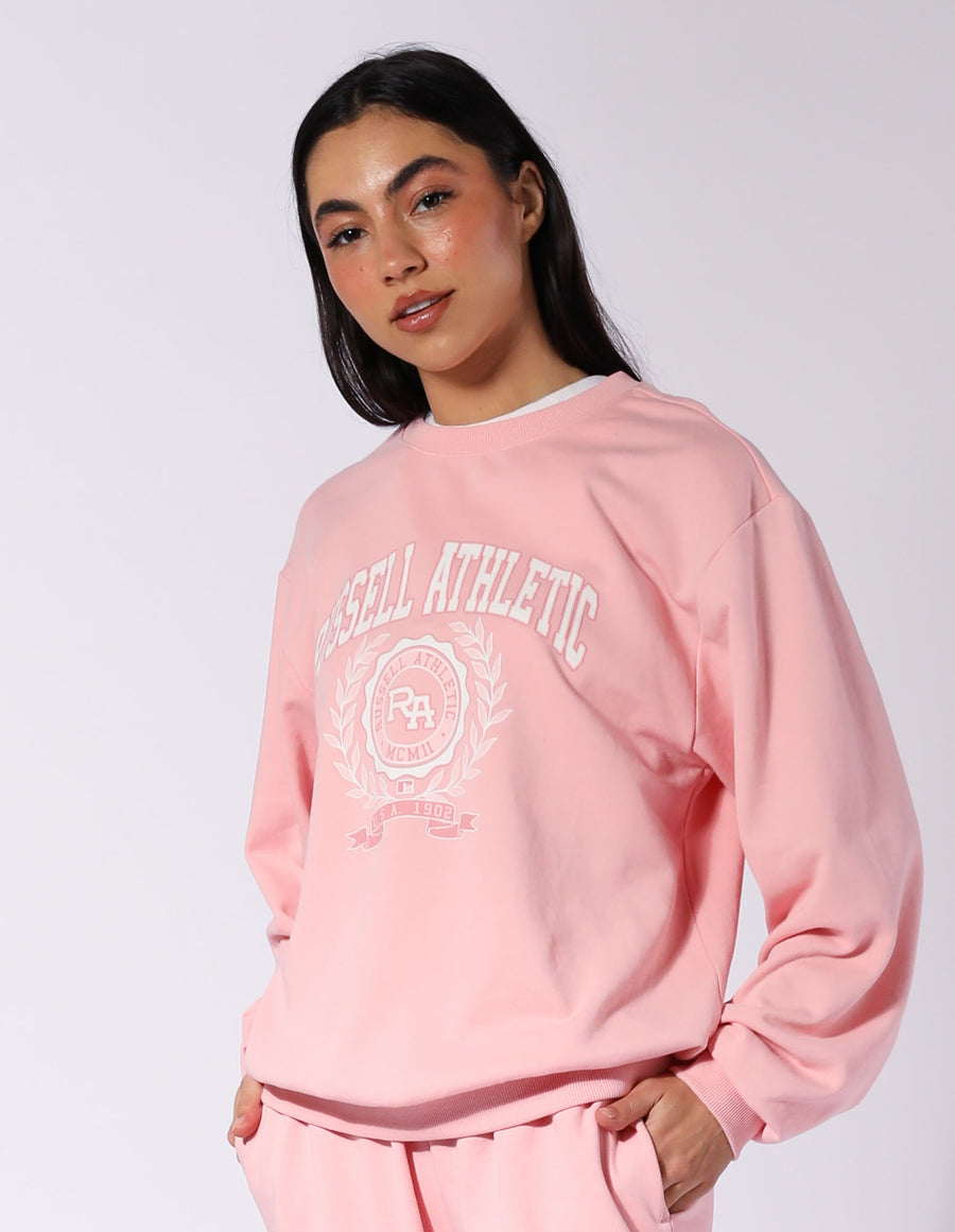 Russell Athletic Australia Women's Varisty Terry Crew - Quartz Pink True Since 1902