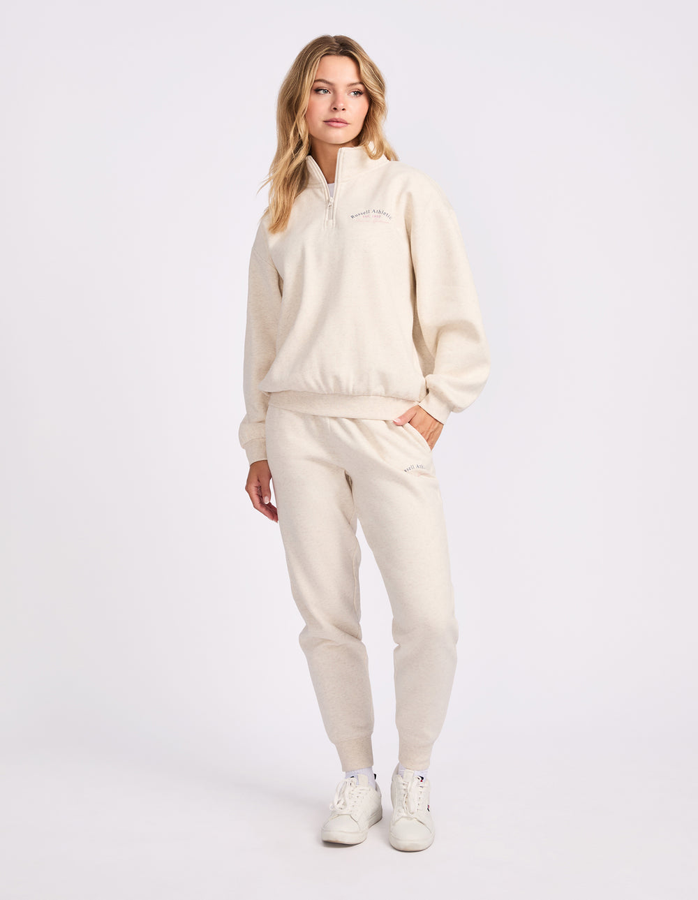 May Cuff Womens Trackpant - Oat Marle