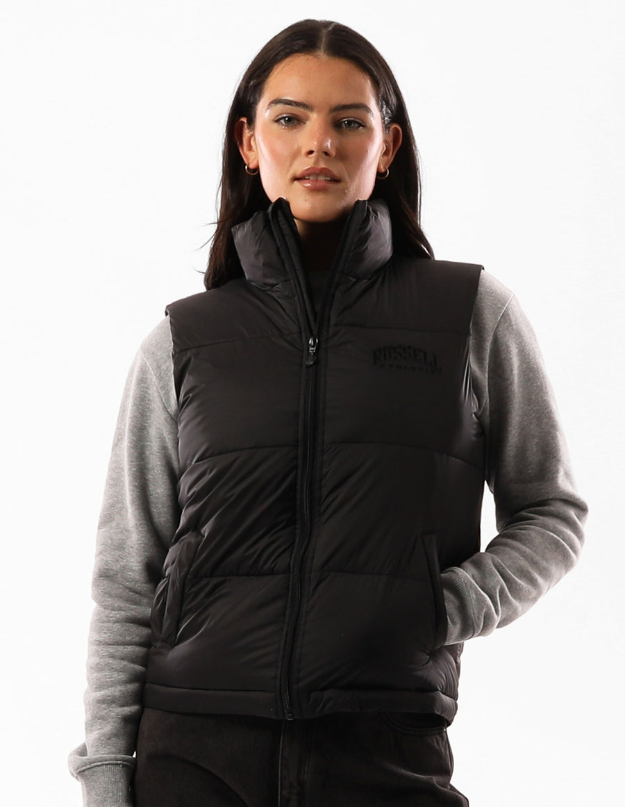 Russell Athletic Australia Women's Arlington Puffer Vest - Black True Since 1902