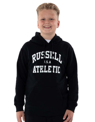 Russell Athletic Australia Kid's Arch Heritage Unisex Youth Hoodie - Black True Since 1902