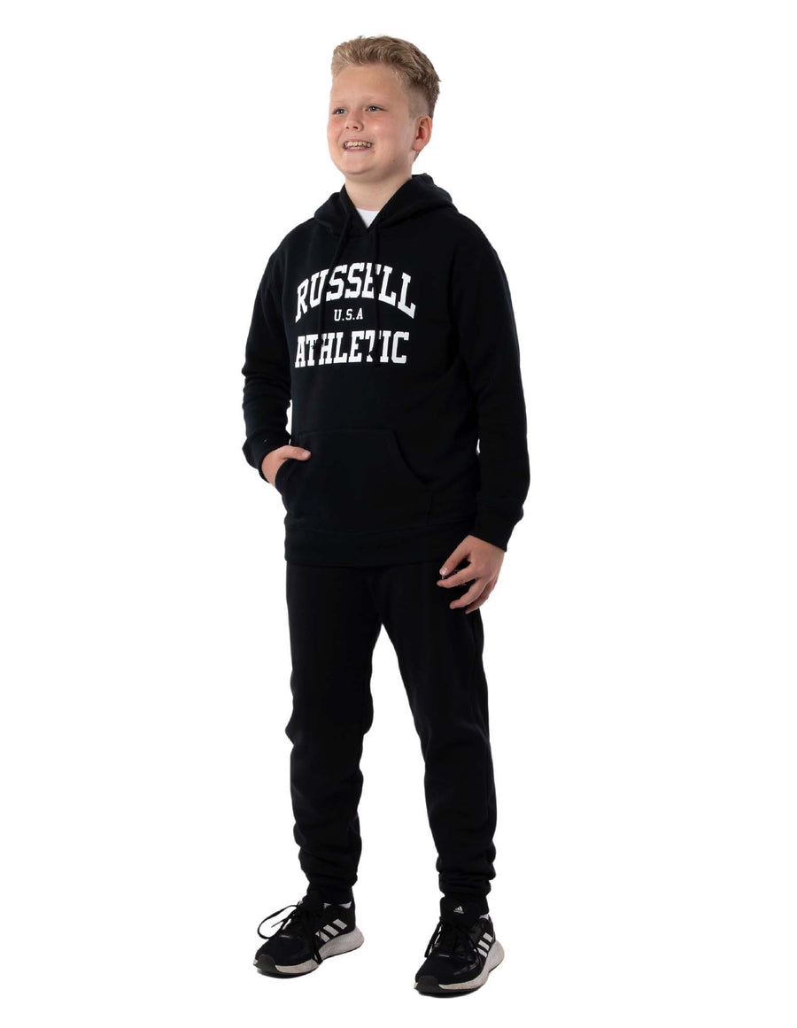 Russell Athletic Australia Kid's Arch Heritage Unisex Youth Hoodie - Black True Since 1902